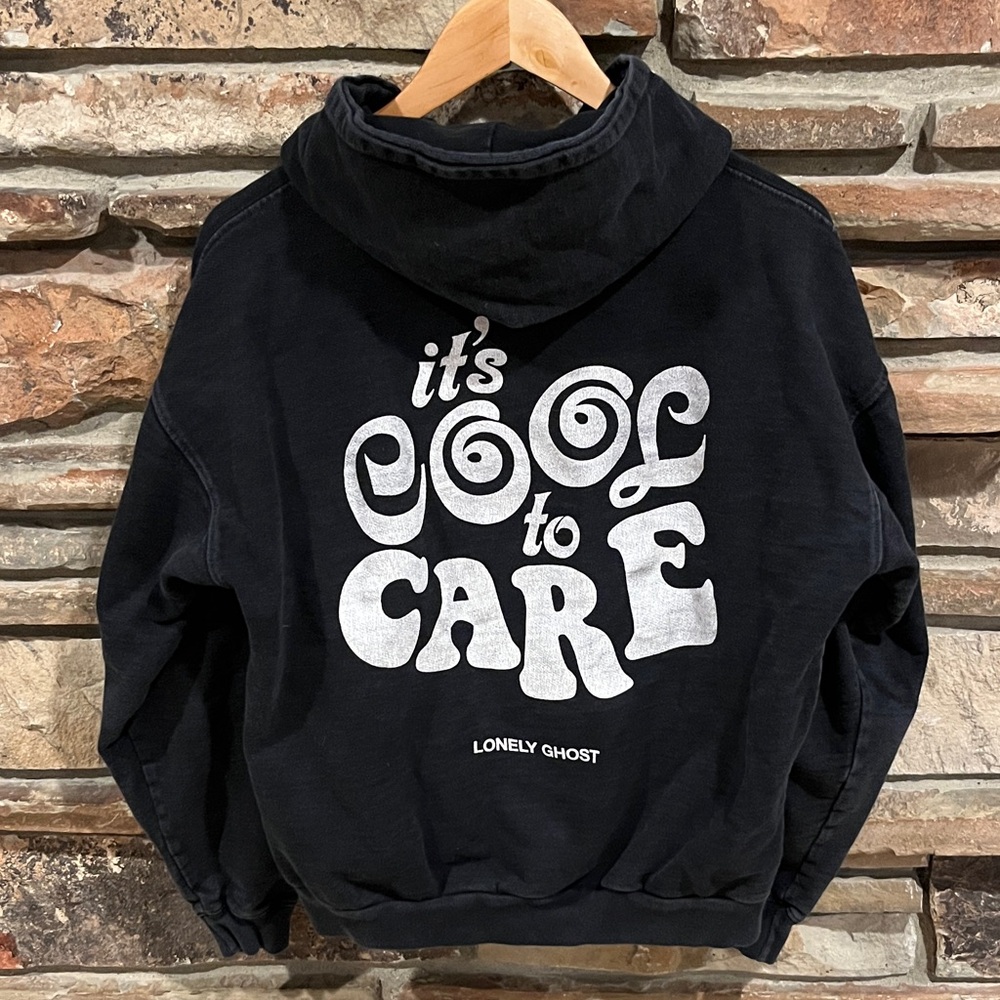 LONELY GHOST Its Good to Care Black Hoodie - Picture 7 of 9
